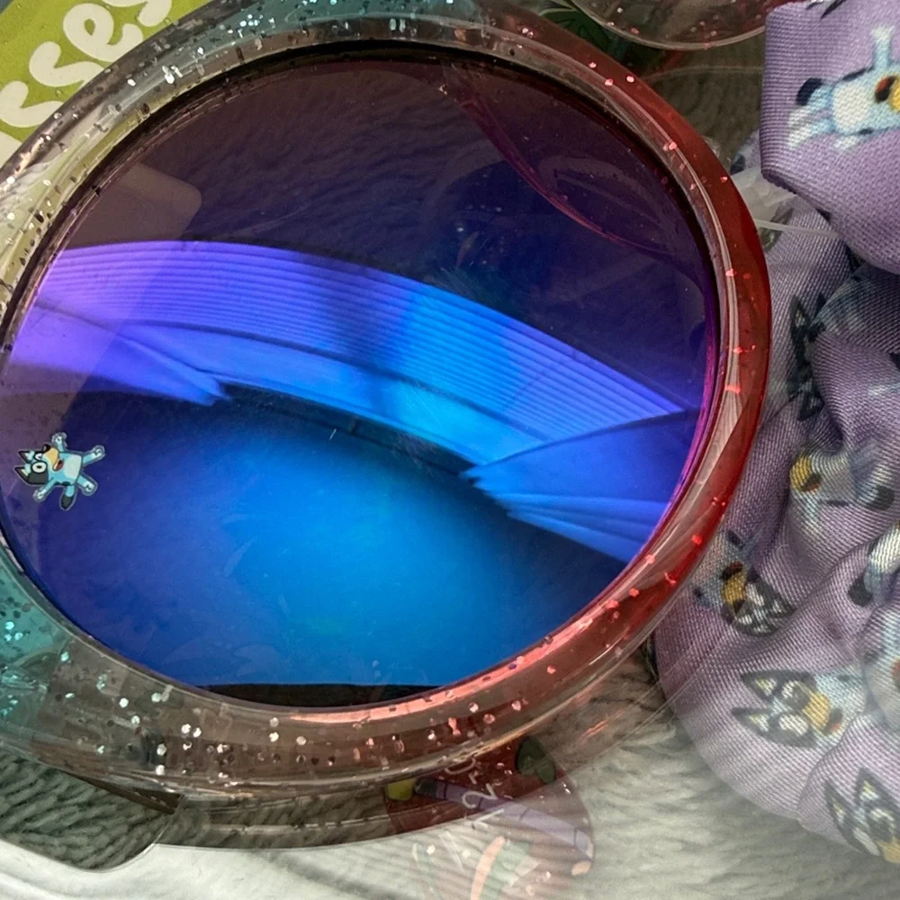 Kids Sunglasses & Hair Ties Set - Blue and Pink , Purple and White